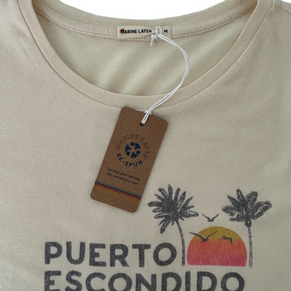 Marine Layer Women's Medium Yellow Puerto Escondido Graphic Crop T-Shirt NWT - Picture 9 of 14